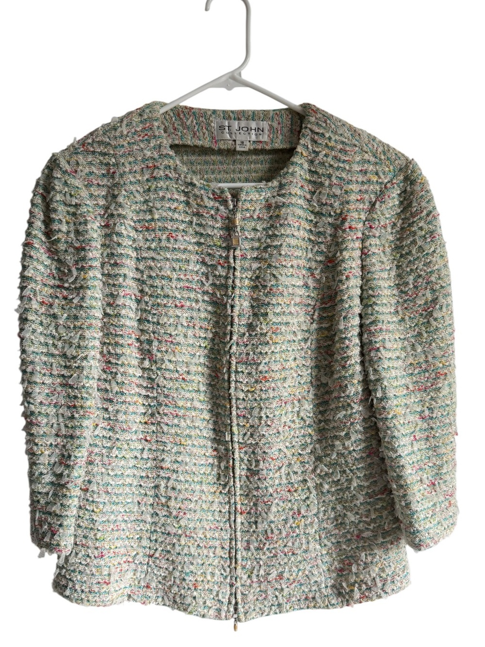 Vintage Spring 2006 St. John Collection Multicolor Bouclé Tweed Jacket – Size 12